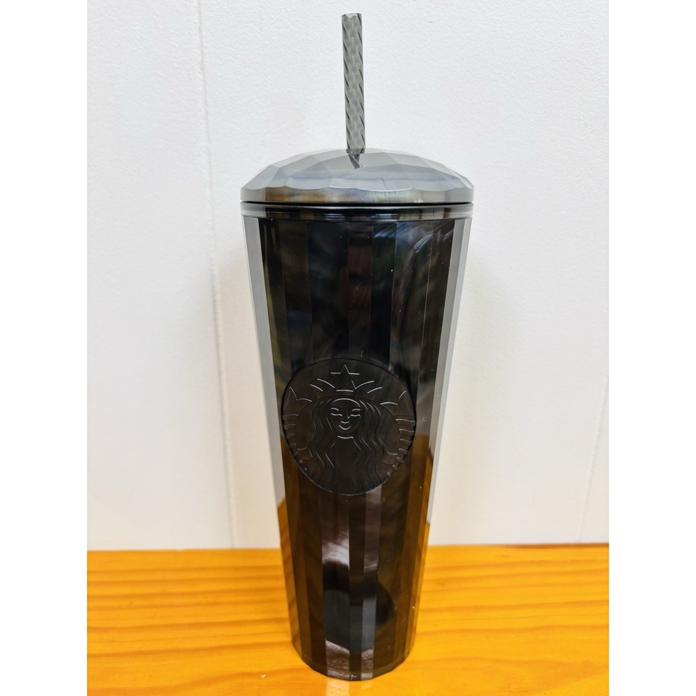 NEW Starbucks 24 oz Iridescent Black Pearl‎ Marbled Cold Tumbler Dome Cup Venti